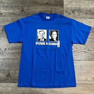 New! Vintage George Bush and George W. Bush Dumb & Dumber Blue T-Shirt - Mens L